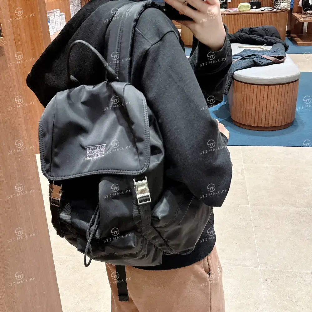 韓國 Marithe Francois Girbaud Classic Logo Metal Buckle Backpack【MD113】 Black 一般商品