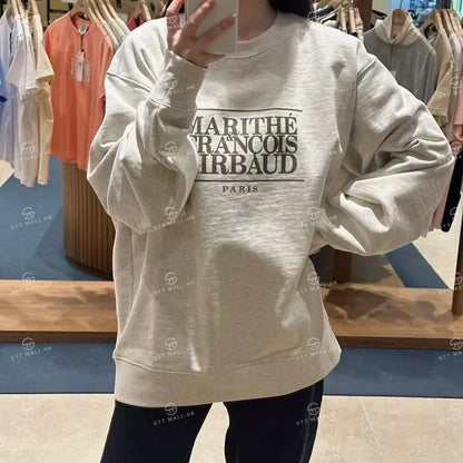 韓國 Marithe Francois Girbaud Classic Logo Sweatshirt【MD061】 Oatmeal / S 一般商品