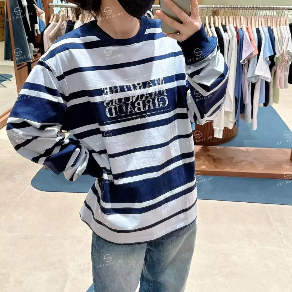 韓國 Marithe Francois Girbaud Crack Classic Logo Long Sleeve Tee【MD147】 一般商品