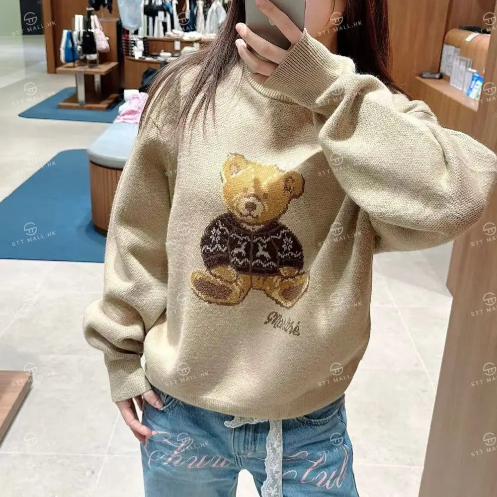 韓國 Marithe Francois Girbaud Doodle Bear Knit Pullover【MD055】 一般商品