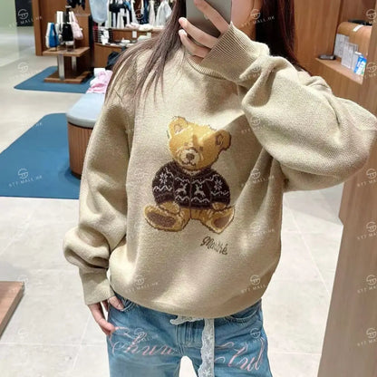 韓國 Marithe Francois Girbaud Doodle Bear Knit Pullover【MD055】 一般商品