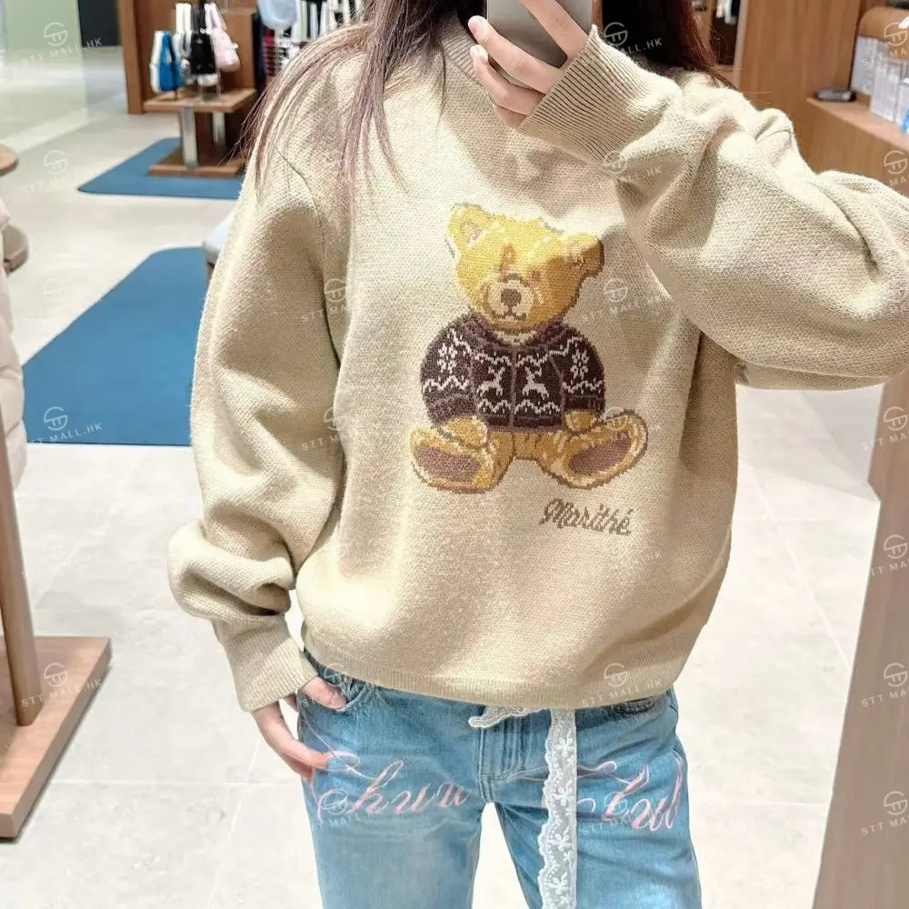 韓國 Marithe Francois Girbaud Doodle Bear Knit Pullover【MD055】 一般商品