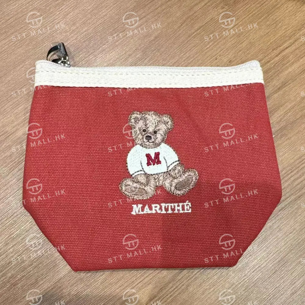 韓國 Marithe Francois Girbaud Doodle Bear Pouch【MD066】 Burgundy 一般商品