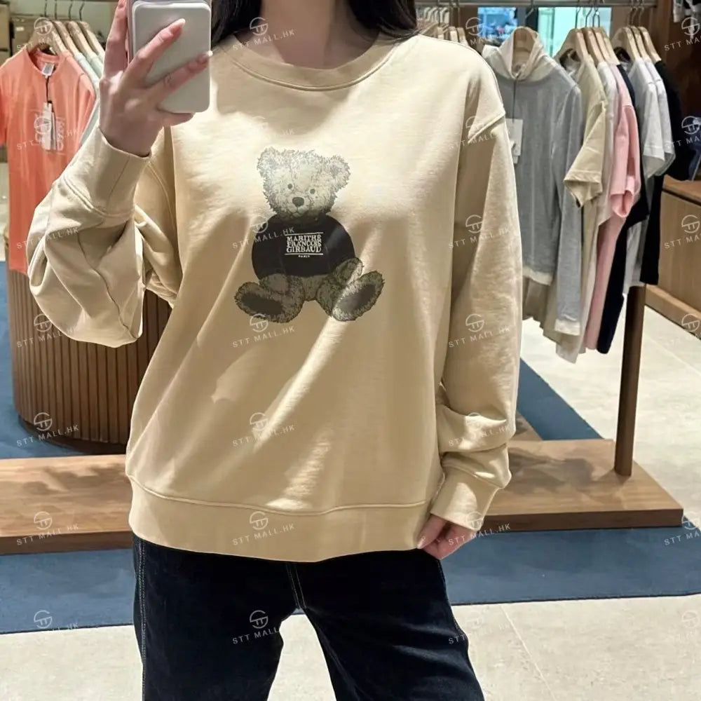 韓國 Marithe Francois Girbaud Doodle Bear Sweatshirt【MD062】 Beige / S 一般商品