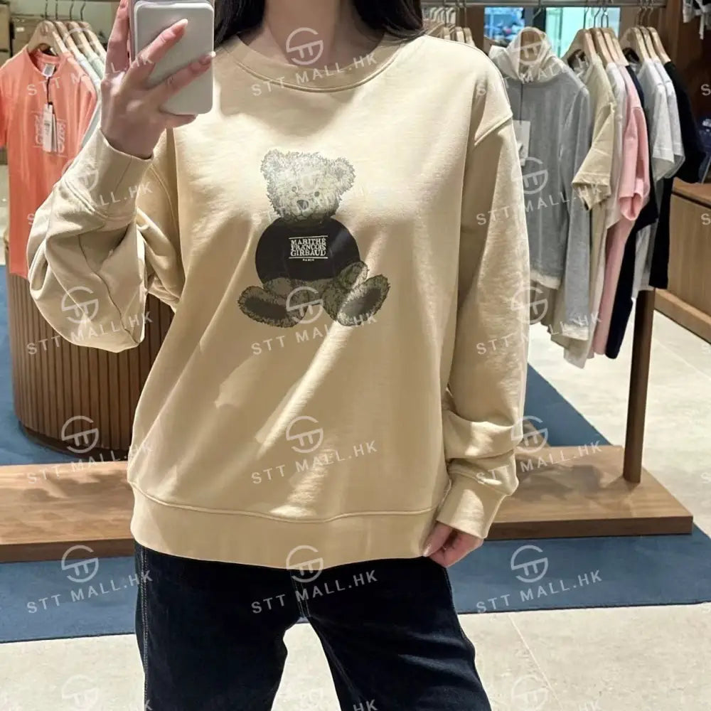 韓國 Marithe Francois Girbaud Doodle Bear Sweatshirt【MD062】 Beige / S 一般商品