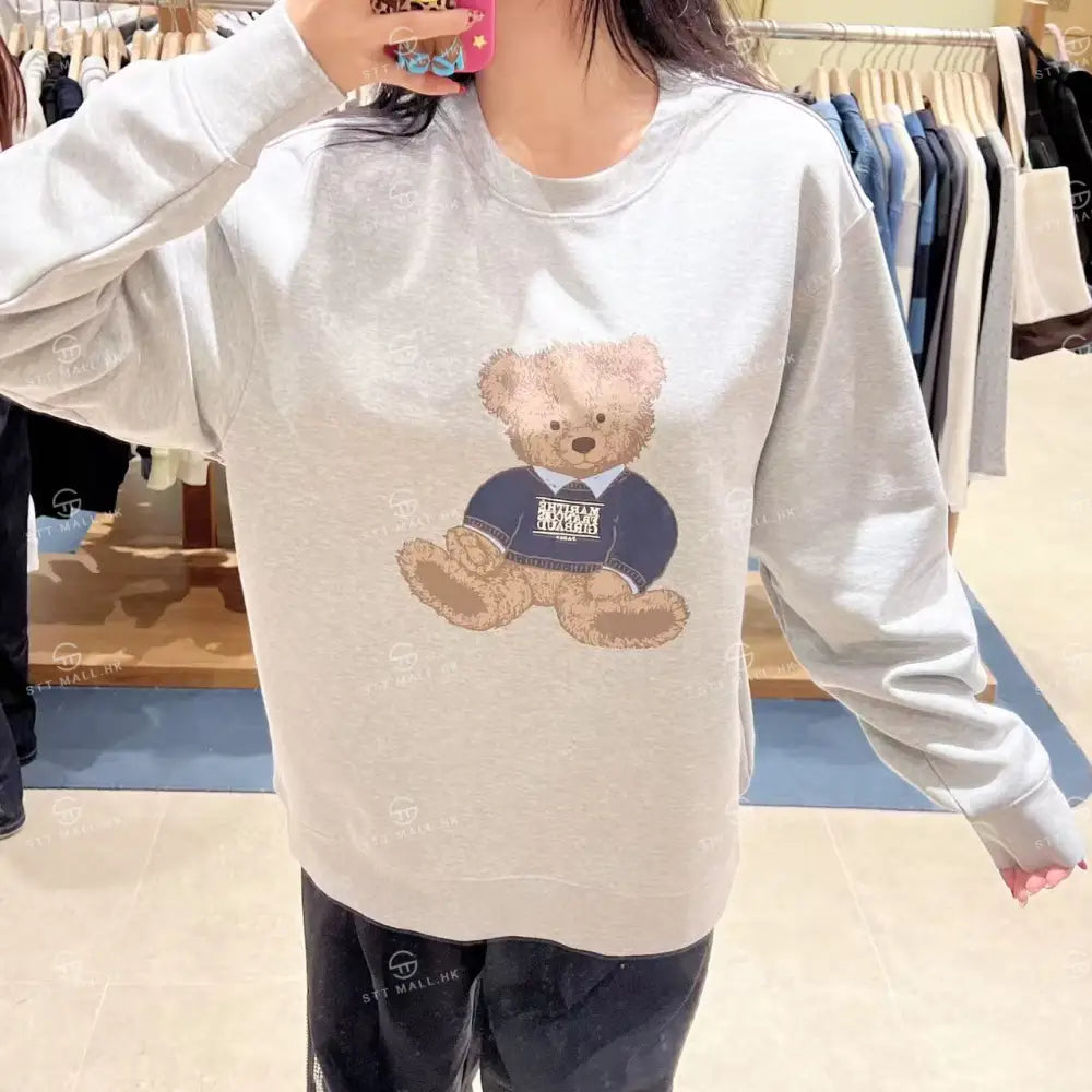 韓國 Marithe Francois Girbaud Doodle Bear Sweatshirt【MD181】 Heather Gray / S 一般商品