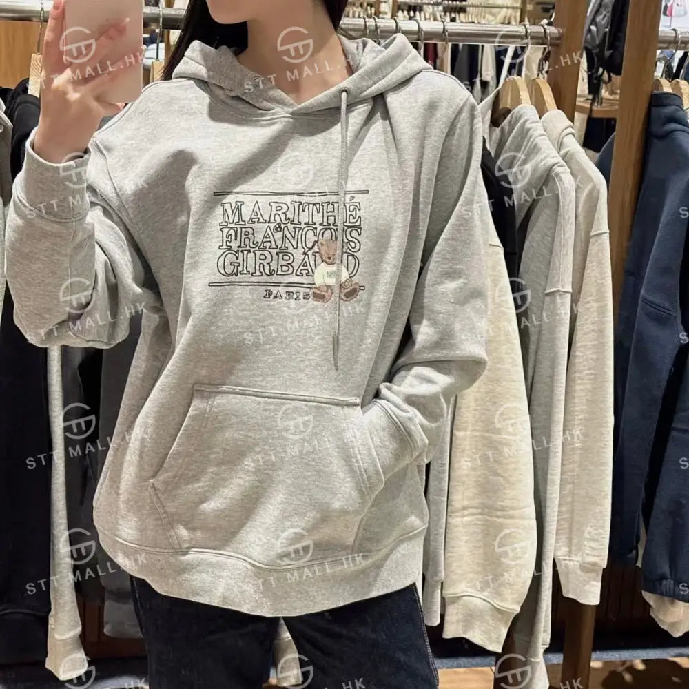 韓國 Marithe Francois Girbaud Doodle Classic Bear Hoodie【MD026】 Heather Gray / S 一般商品