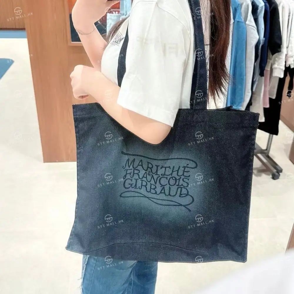 韓國 Marithe Francois Girbaud Drawing Classic Logo Denim Eco Bag【MD090】 Dark Blue 一般商品