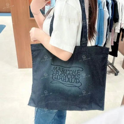 韓國 Marithe Francois Girbaud Drawing Classic Logo Denim Eco Bag【MD090】 Dark Blue 一般商品