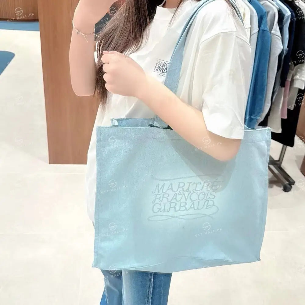 韓國 Marithe Francois Girbaud Drawing Classic Logo Denim Eco Bag【MD090】 Light Blue 一般商品