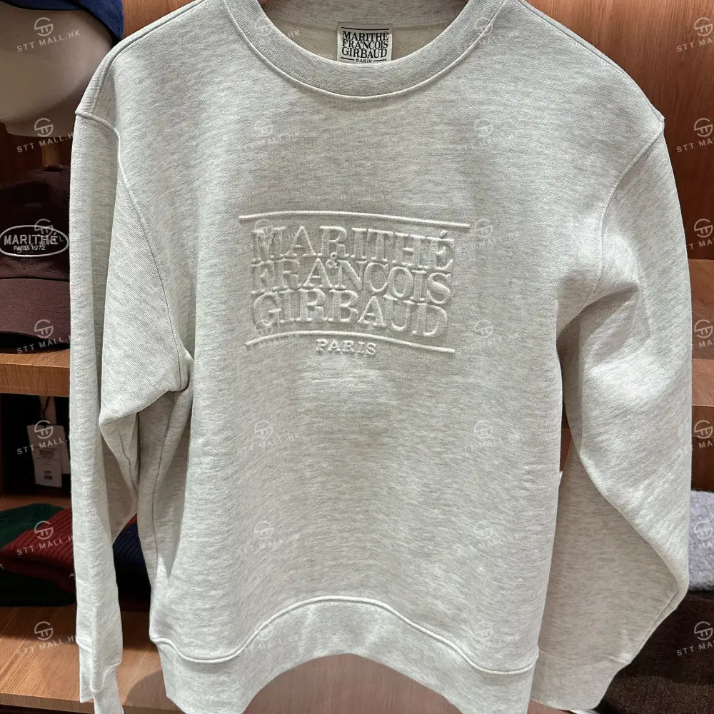 韓國 Marithe Francois Girbaud Embo Classic Logo Swetshirt【MD123】 Oatmeal / S 一般商品