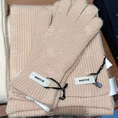 韓國 Marithe Francois Girbaud Regular Logo Muffler &amp; Glove【MD078】 Beige 一般商品