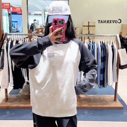 韓國 Marithe Francois Girbaud Small Classic Logo Color Block Sweatshirt【MD136】 Charcoal / S 一般商品