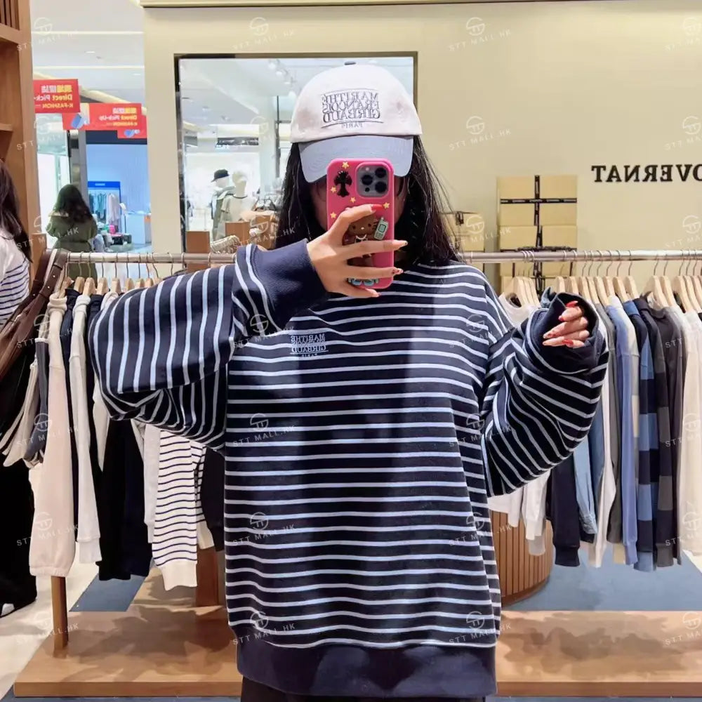 韓國 Marithe Francois Girbaud Small Classic Logo Stripe Sweatshirt【MD132】