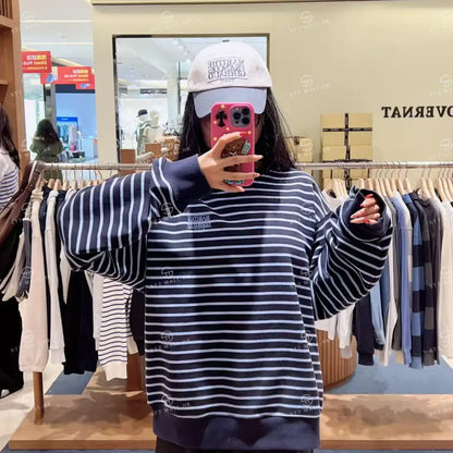 韓國 Marithe Francois Girbaud Small Classic Logo Stripe Sweatshirt【MD132】 一般商品