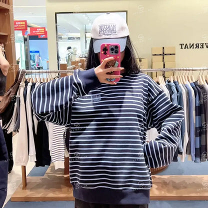 韓國 Marithe Francois Girbaud Small Classic Logo Stripe Sweatshirt【MD132】 一般商品