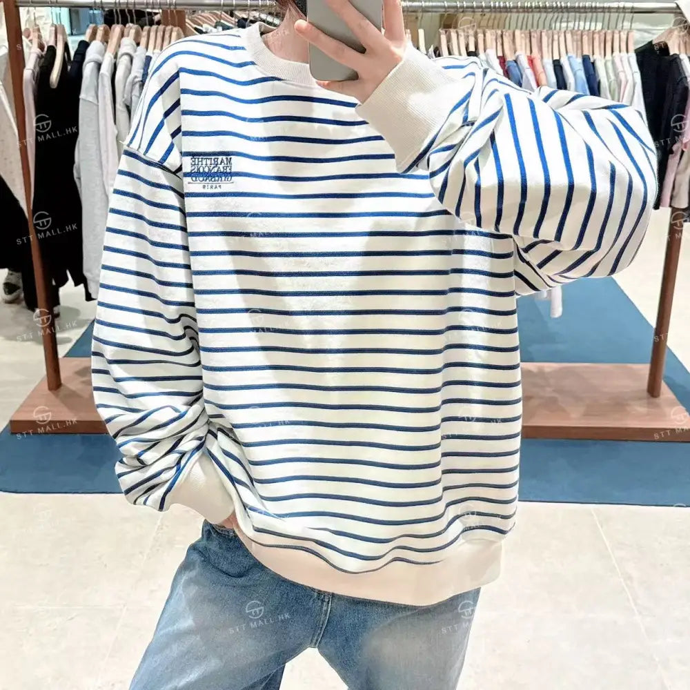 韓國 Marithe Francois Girbaud Small Classic Logo Stripe Sweatshirt【MD132】 一般商品