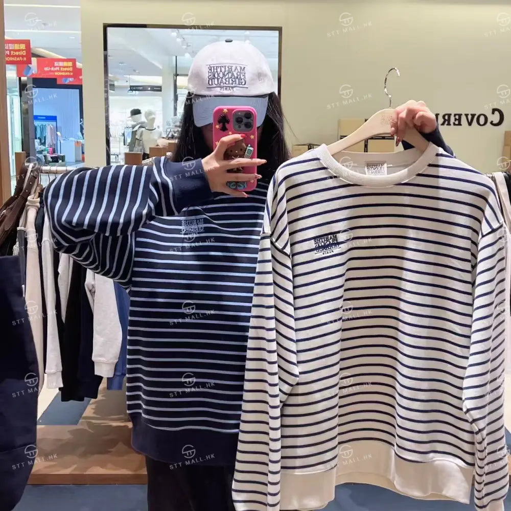 韓國 Marithe Francois Girbaud Small Classic Logo Stripe Sweatshirt【MD132】 一般商品