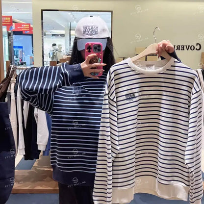 韓國 Marithe Francois Girbaud Small Classic Logo Stripe Sweatshirt【MD132】 一般商品