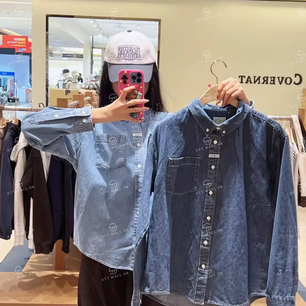 韓國 Marithe Francois Girbaud Uni Basic Denim Shirt【MD173】 Blue / S 一般商品