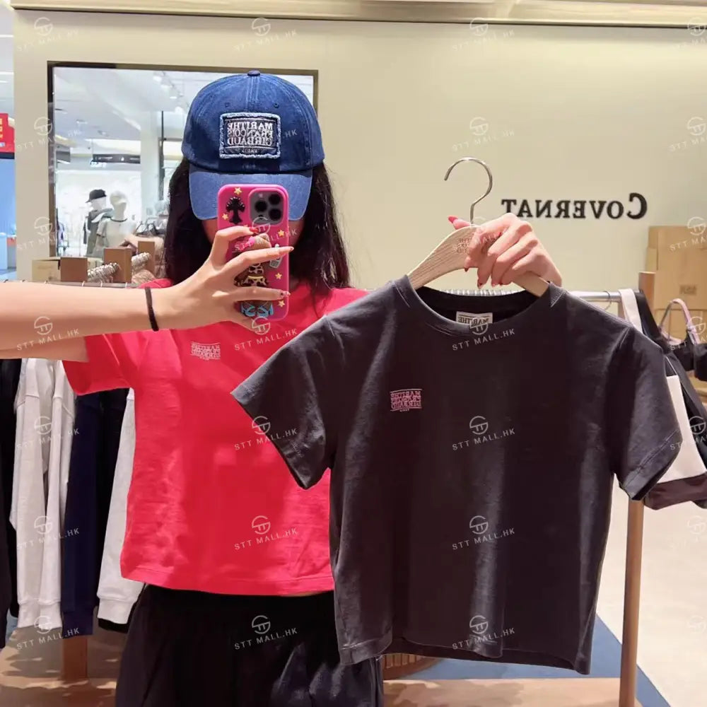 韓國 Marithe Francois Girbaud W Antique Classic Logo Slim Crop Tee【MD151】 Charcoal / S 一般商品