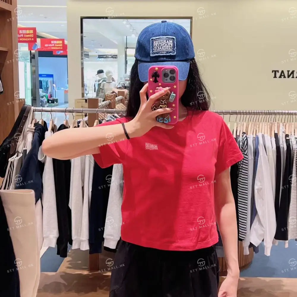 韓國 Marithe Francois Girbaud W Antique Classic Logo Slim Crop Tee【MD151】 Red / S 一般商品