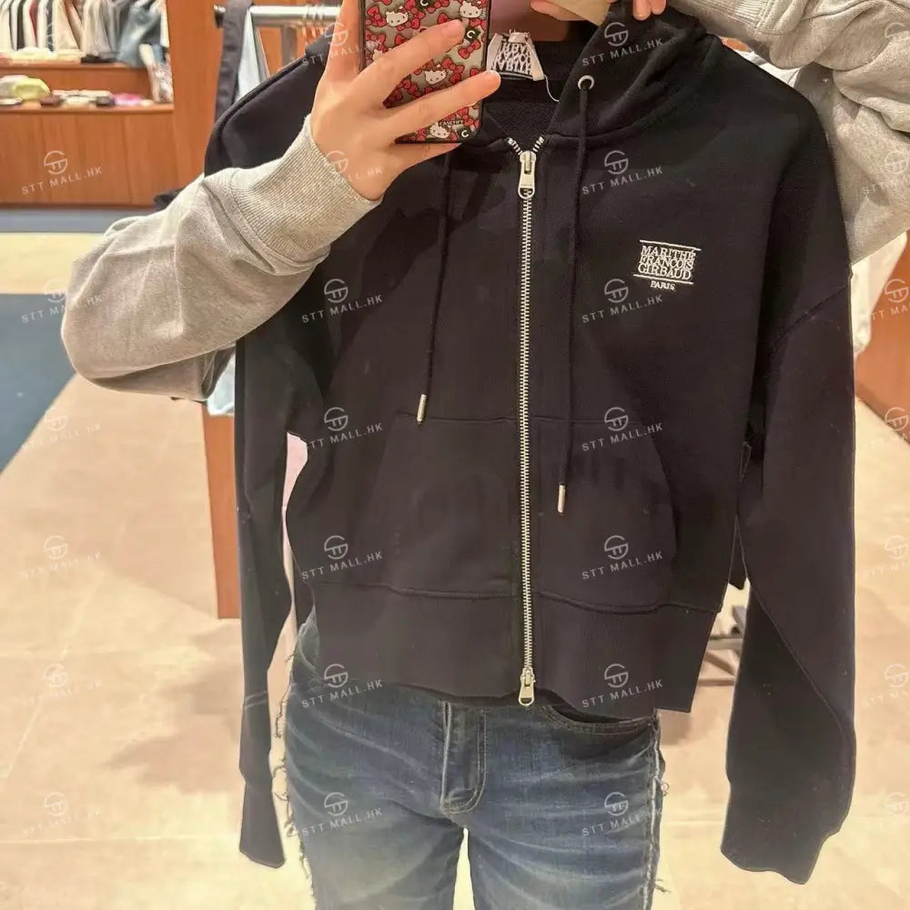韓國 Marithe Francois Girbaud W Back Classic Logo Crop Hoodie【MD089】 一般商品