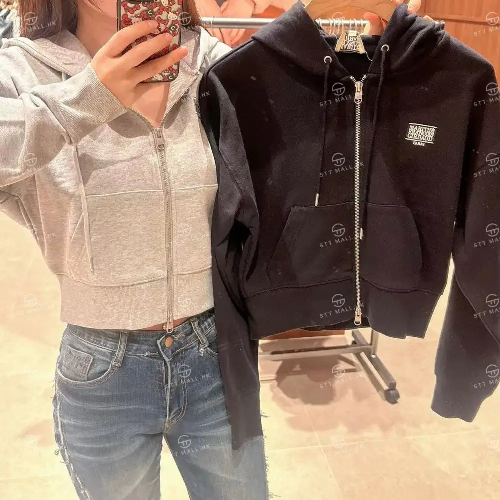 韓國 Marithe Francois Girbaud W Back Classic Logo Crop Hoodie【MD089】 一般商品