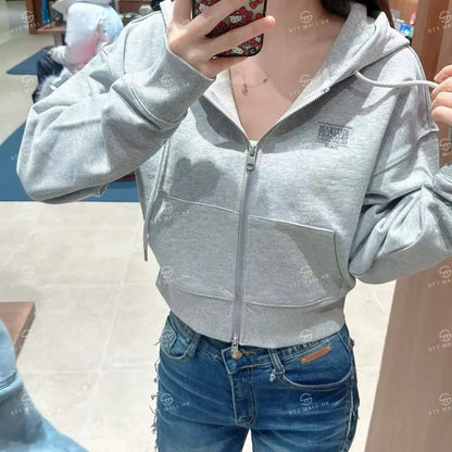 韓國 Marithe Francois Girbaud W Back Classic Logo Crop Hoodie【MD089】 一般商品