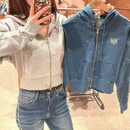 韓國 Marithe Francois Girbaud W Back Classic Logo Crop Hoodie【MD089】 一般商品