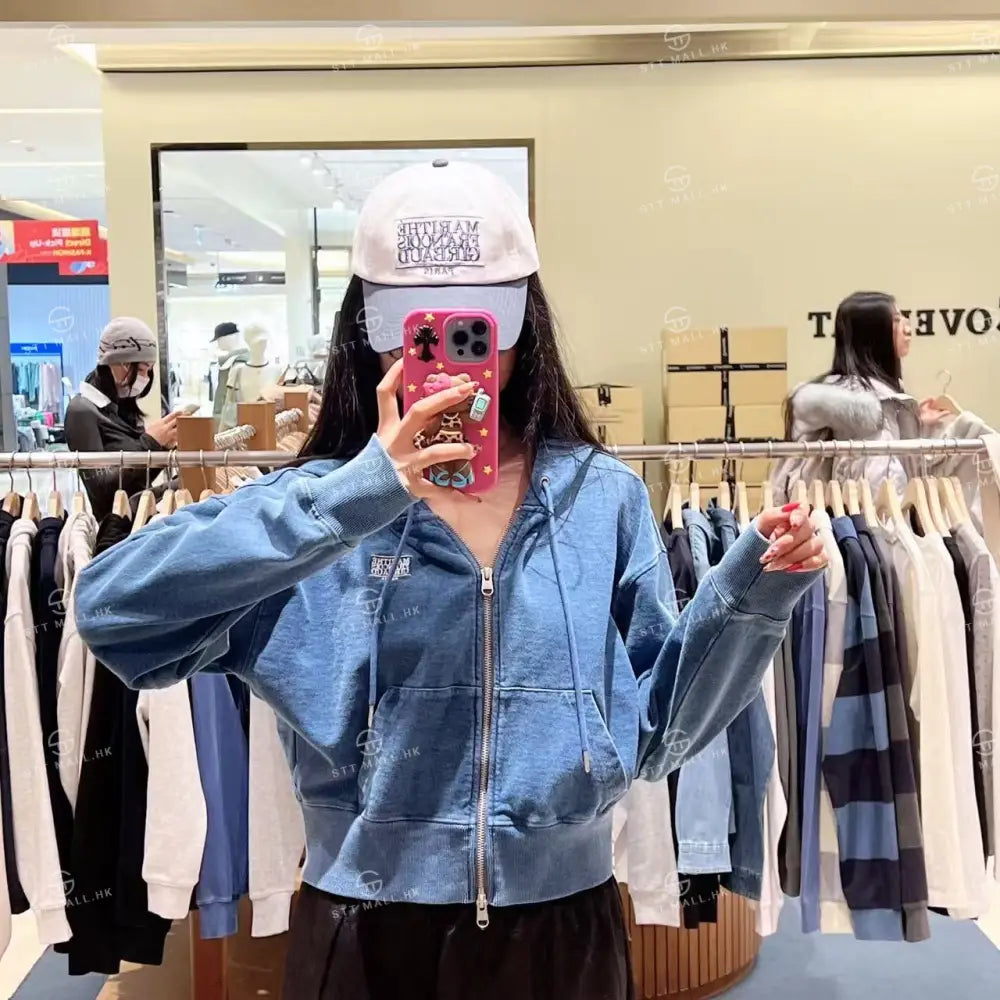 韓國 Marithe Francois Girbaud W Back Classic Logo Crop Hoodie【MD089】 一般商品