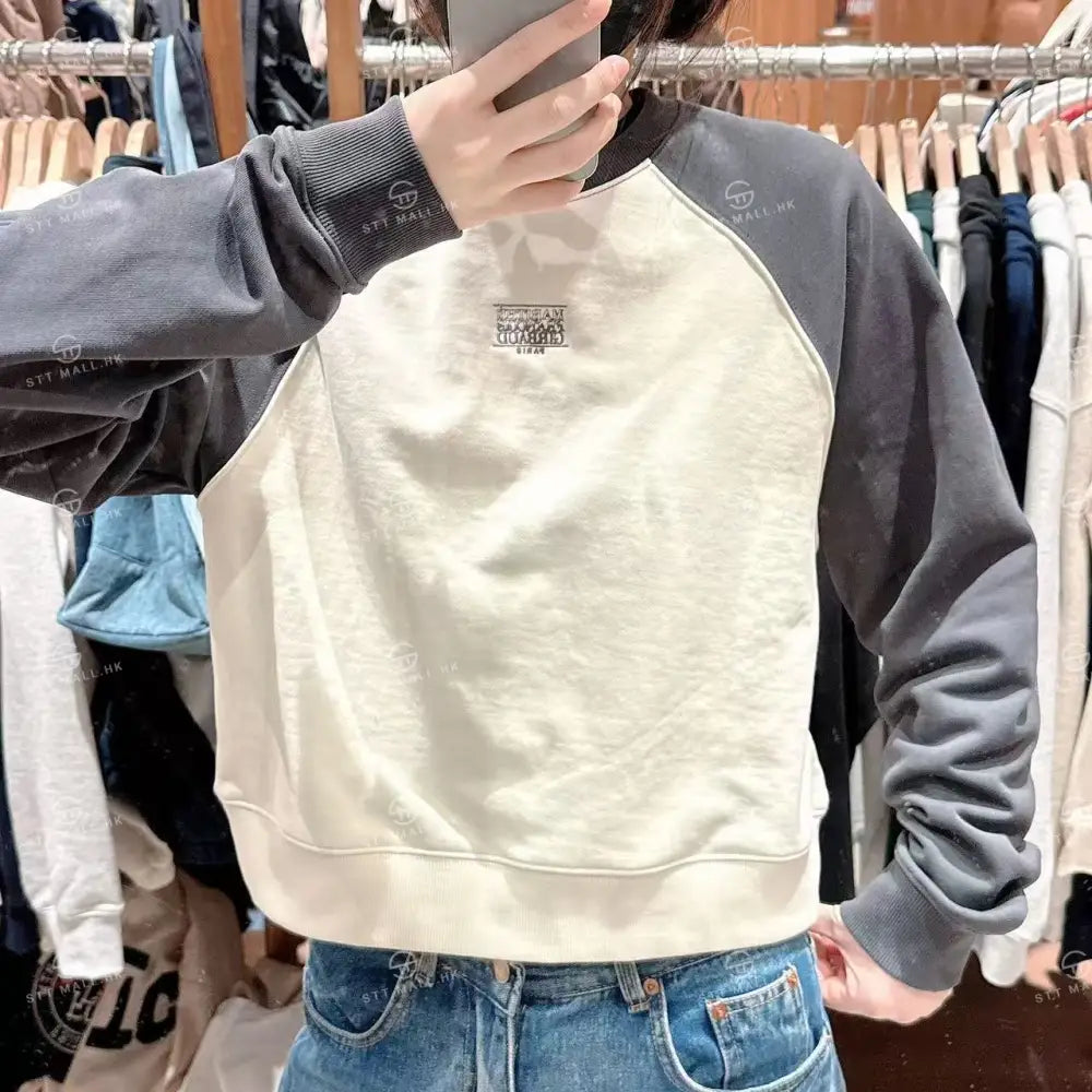 韓國 Marithe Francois Girbaud W Block Classic Logo Raglan Crop Sweatshirt【MD131】 一般商品