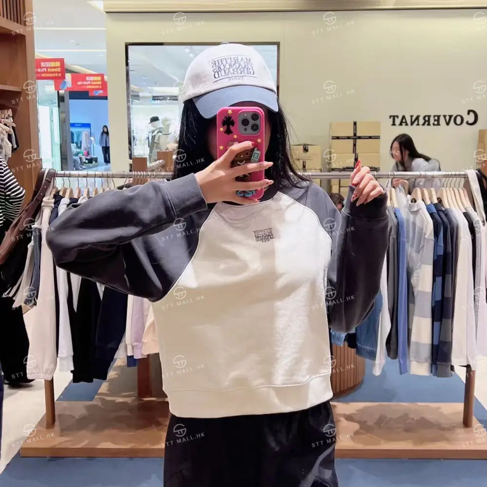 韓國 Marithe Francois Girbaud W Block Classic Logo Raglan Crop Sweatshirt【MD131】 一般商品