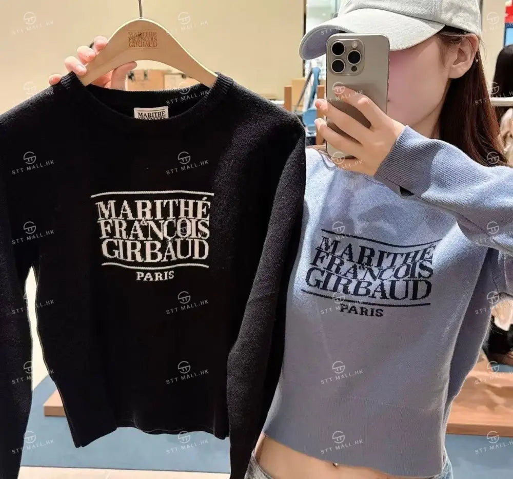 韓國 Marithe Francois Girbaud W Classic Logo Crop Knit【MD051】 Black / S 一般商品