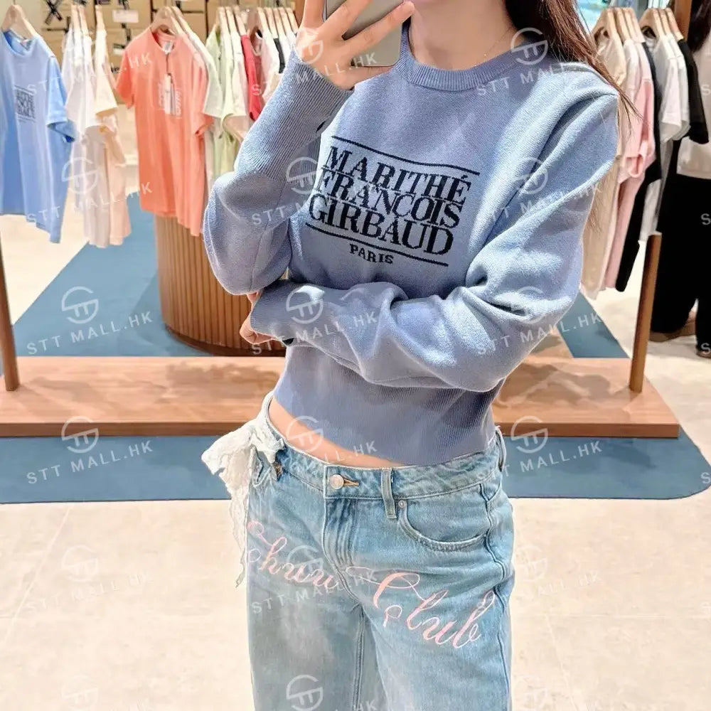 韓國 Marithe Francois Girbaud W Classic Logo Crop Knit【MD051】 一般商品