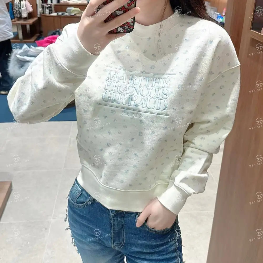 韓國 Marithe Francois Girbaud W Classic Logo Crop Sweatshirt【MD088】 Flower / S 一般商品
