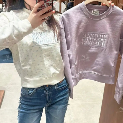 韓國 Marithe Francois Girbaud W Classic Logo Crop Sweatshirt【MD088】 一般商品