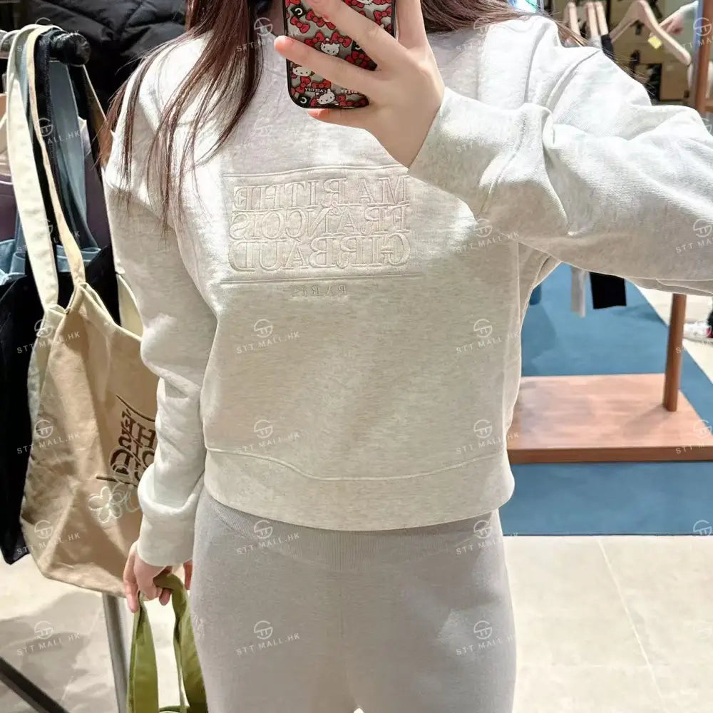 韓國 Marithe Francois Girbaud W Classic Logo Crop Sweatshirt【MD088】 一般商品