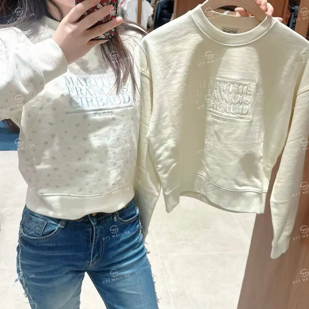 韓國 Marithe Francois Girbaud W Classic Logo Crop Sweatshirt【MD088】 一般商品