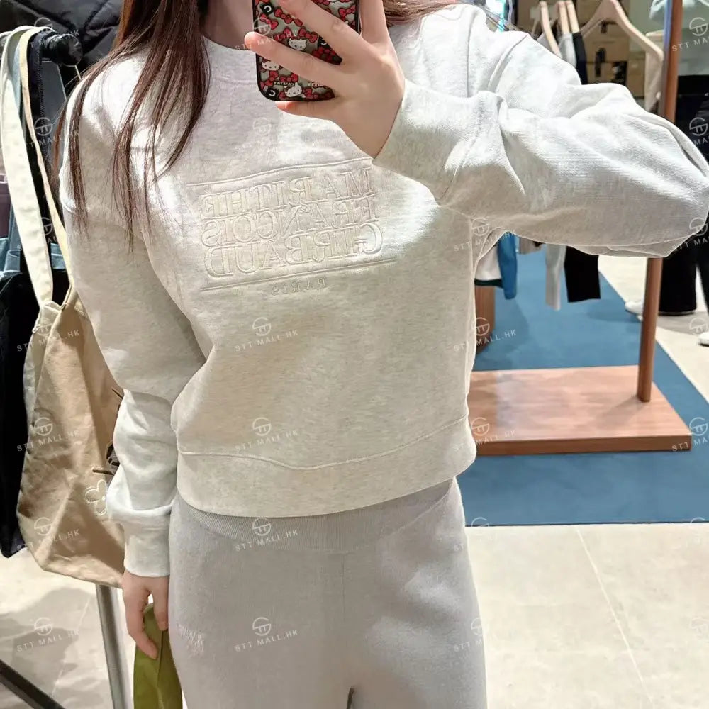 韓國 Marithe Francois Girbaud W Classic Logo Crop Sweatshirt【MD088】 一般商品