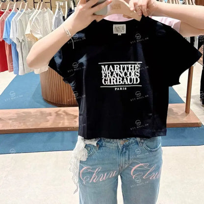 韓國 Marithe Francois Girbaud W Classic Logo Crop Tee【MD043】 Black / S 一般商品