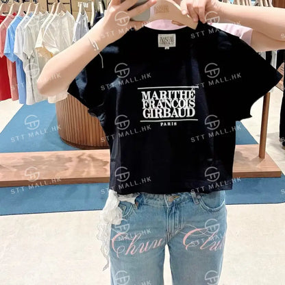 韓國 Marithe Francois Girbaud W Classic Logo Crop Tee【MD043】 Black / S 一般商品