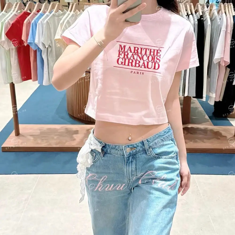 韓國 Marithe Francois Girbaud W Classic Logo Crop Tee【MD043】 一般商品