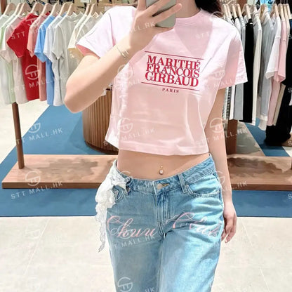 韓國 Marithe Francois Girbaud W Classic Logo Crop Tee【MD043】 一般商品