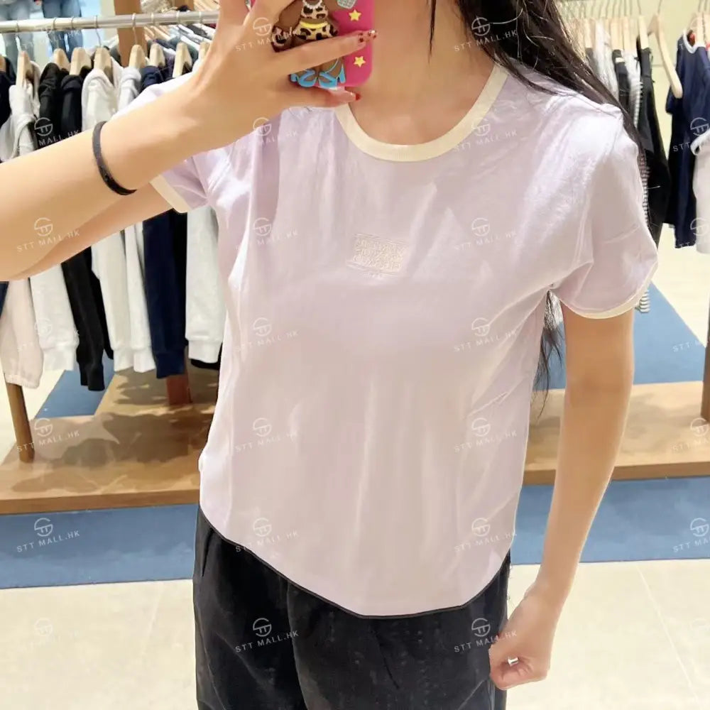 韓國 Marithe Francois Girbaud W Classic Logo Ringer Tee【MD154】 Light Purple / S 一般商品