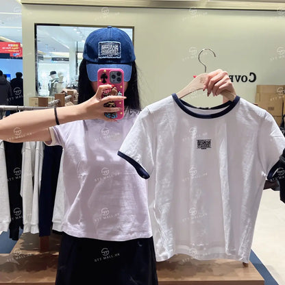 韓國 Marithe Francois Girbaud W Classic Logo Ringer Tee【MD154】 White / S 一般商品