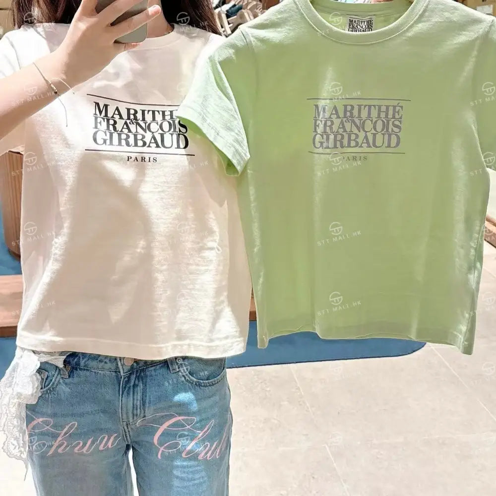 韓國 Marithe Francois Girbaud W Classic Logo Tee【MD045】 Cream / S 一般商品