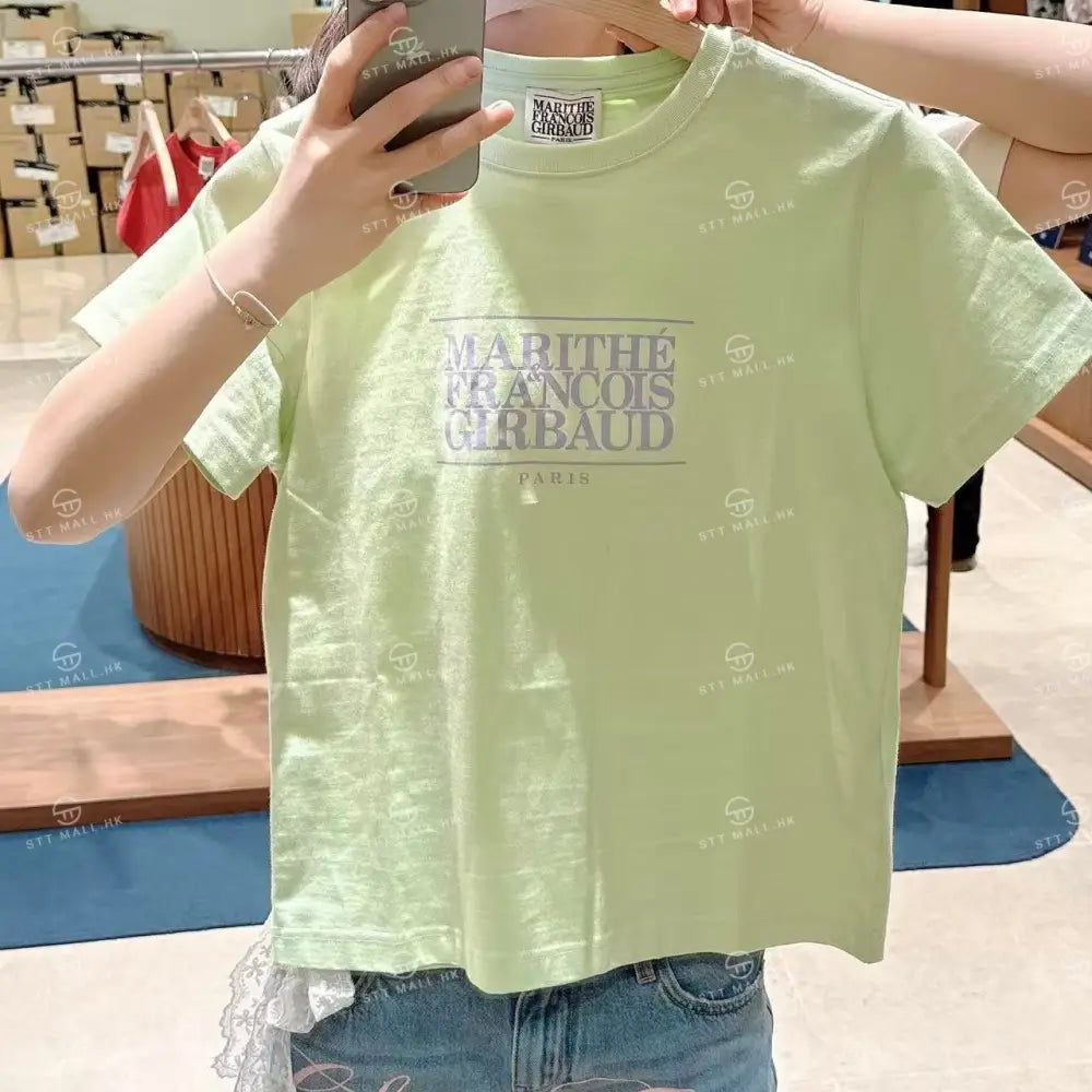 韓國 Marithe Francois Girbaud W Classic Logo Tee【MD045】 Light Green / S 一般商品