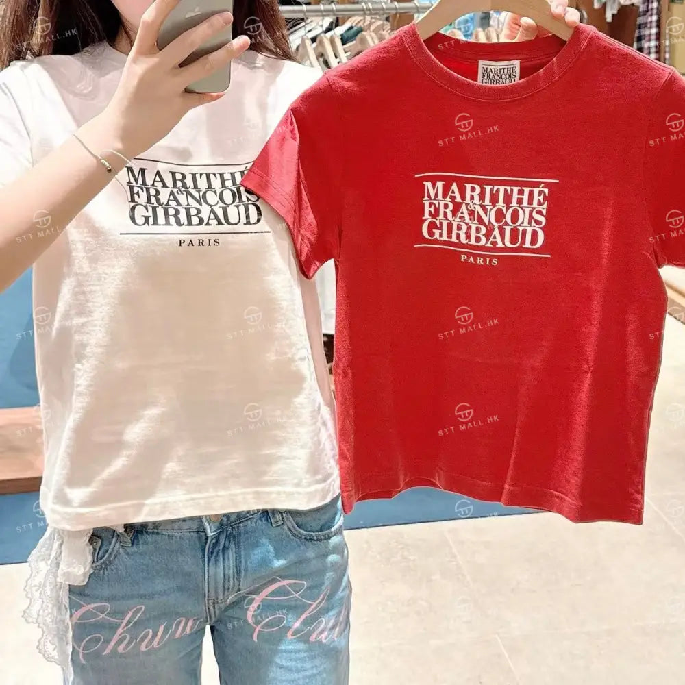 韓國 Marithe Francois Girbaud W Classic Logo Tee【MD045】 Red / S 一般商品