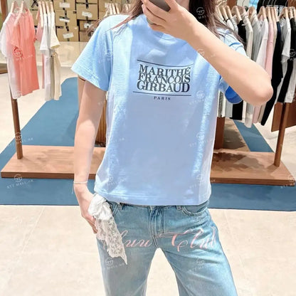 韓國 Marithe Francois Girbaud W Classic Logo Tee【MD046】 Sky Blue / S 一般商品